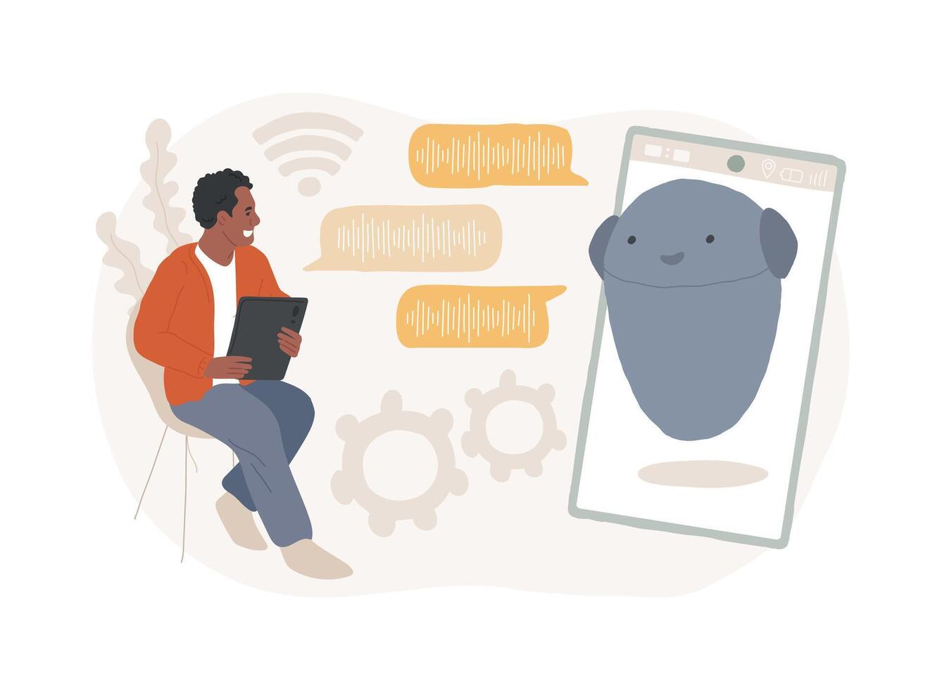 Chatbot virtual assistant isolated concept illustration. vector