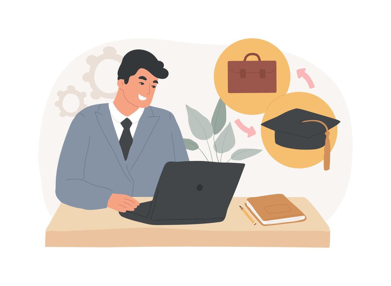 Work and study isolated cartoon illustrations. vector