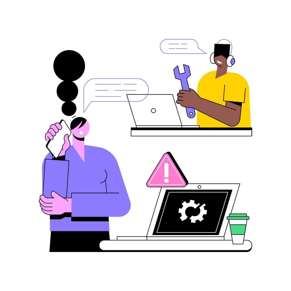 Troubleshooting isolated cartoon illustrations. vector