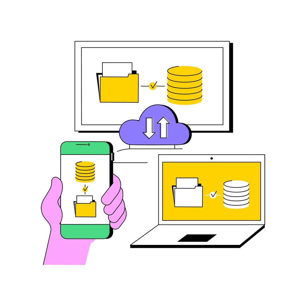 Data backup and recovery isolated cartoon illustrations. vector