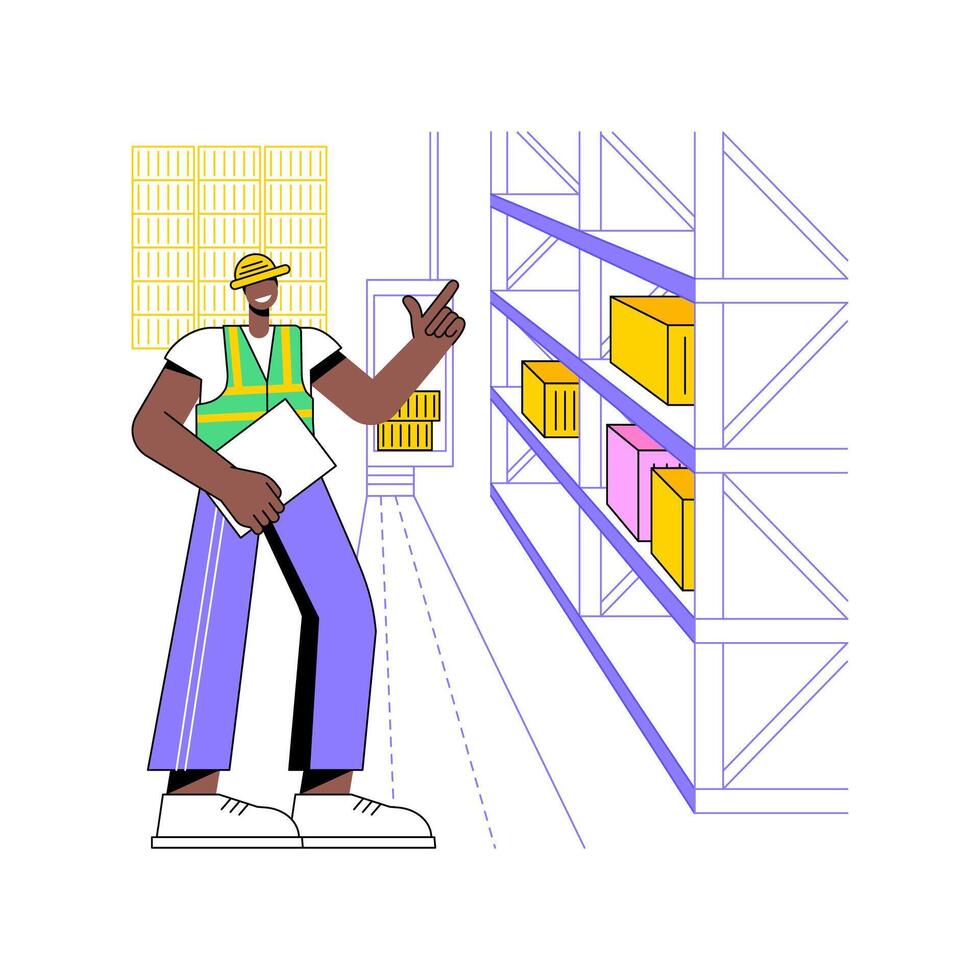 Automated storage and retrieval system isolated cartoon illustrations. vector