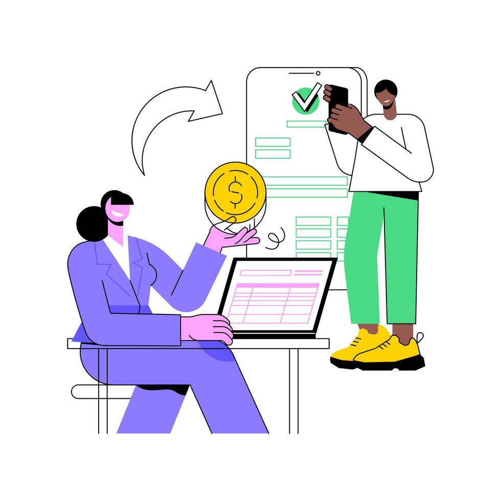 Payroll processing isolated cartoon illustrations. vector