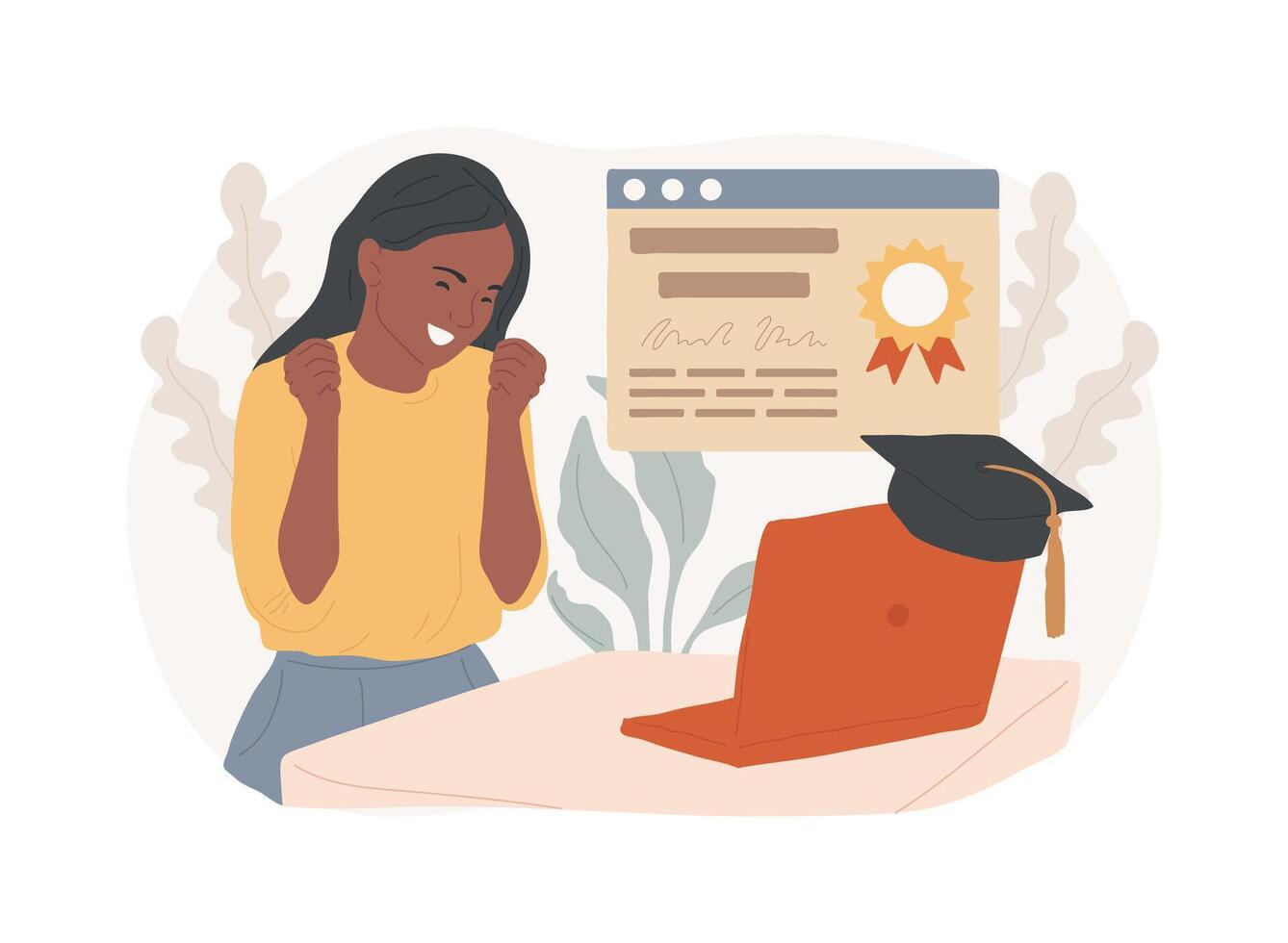 Get a digital diploma isolated cartoon illustrations. vector