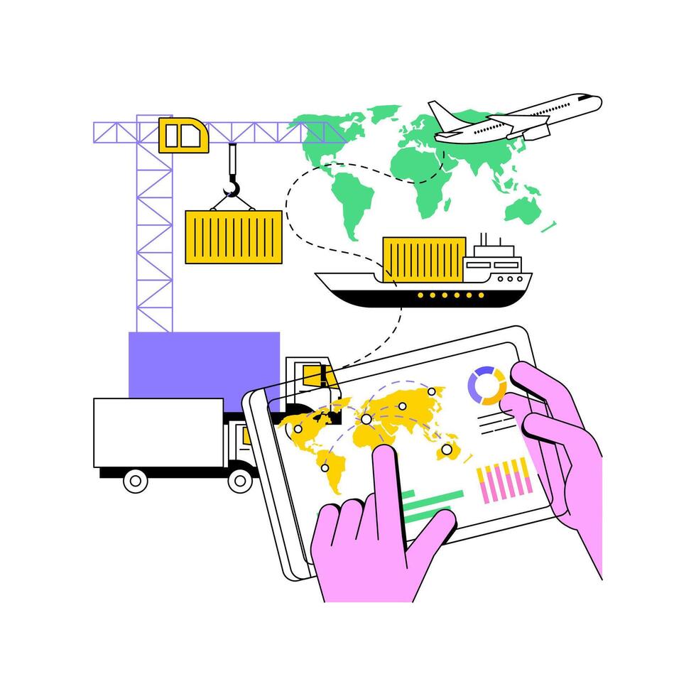 Blockchain-backed logistics isolated cartoon illustrations. vector