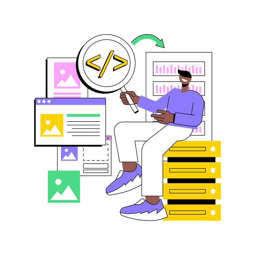 Website scraping isolated cartoon illustrations. vector