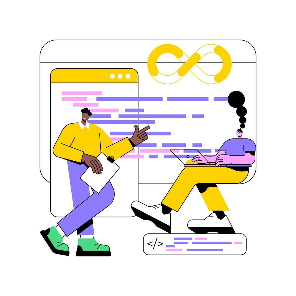 DevSecOps workflow isolated cartoon illustrations. vector