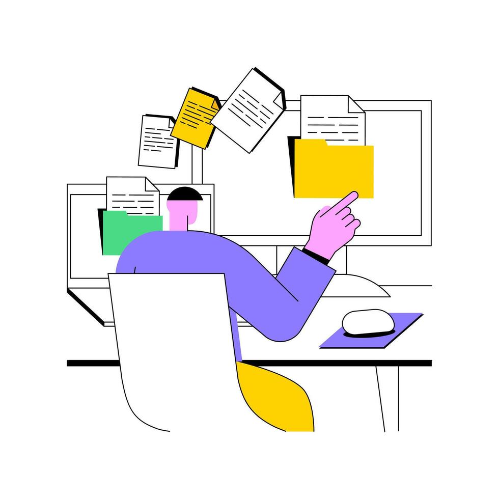 Automated data transfer isolated cartoon illustrations. vector