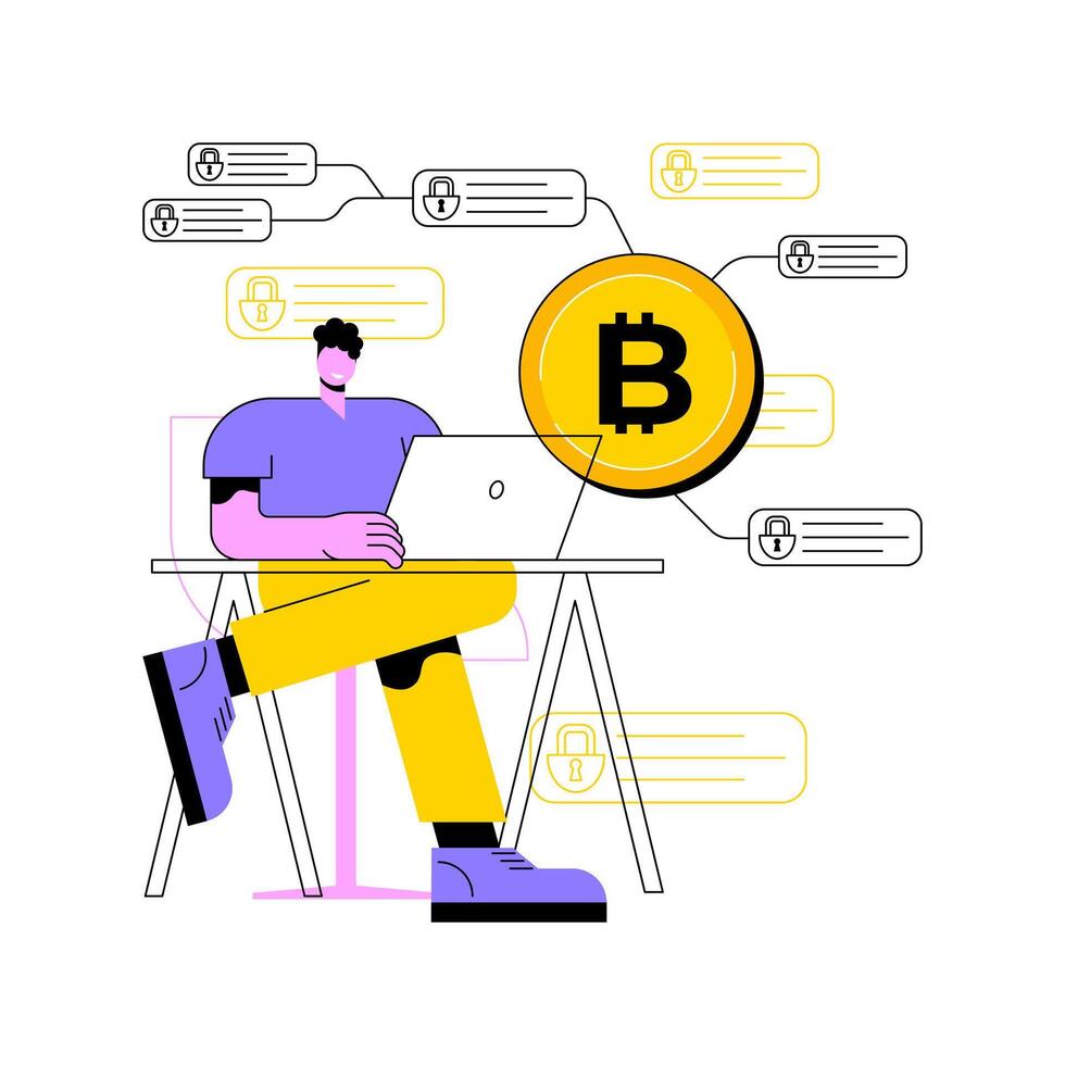 Blockchain tech architect isolated cartoon illustrations. vector