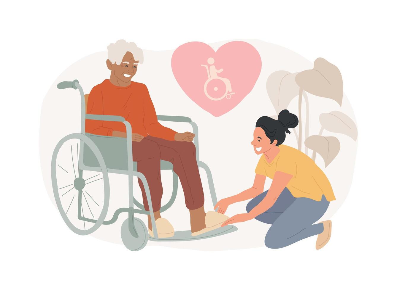 Care of the disabled isolated concept illustration. vector