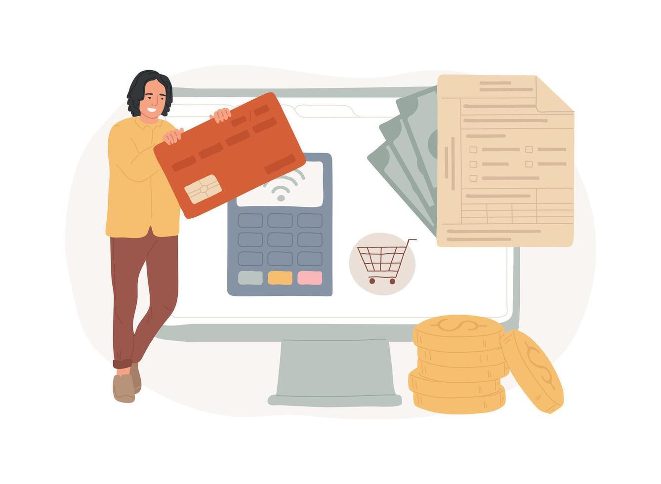 Debit card isolated concept illustration. vector