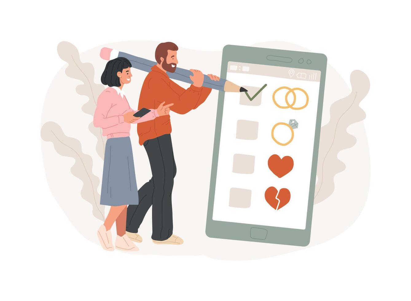 Relationship status isolated concept illustration. vector