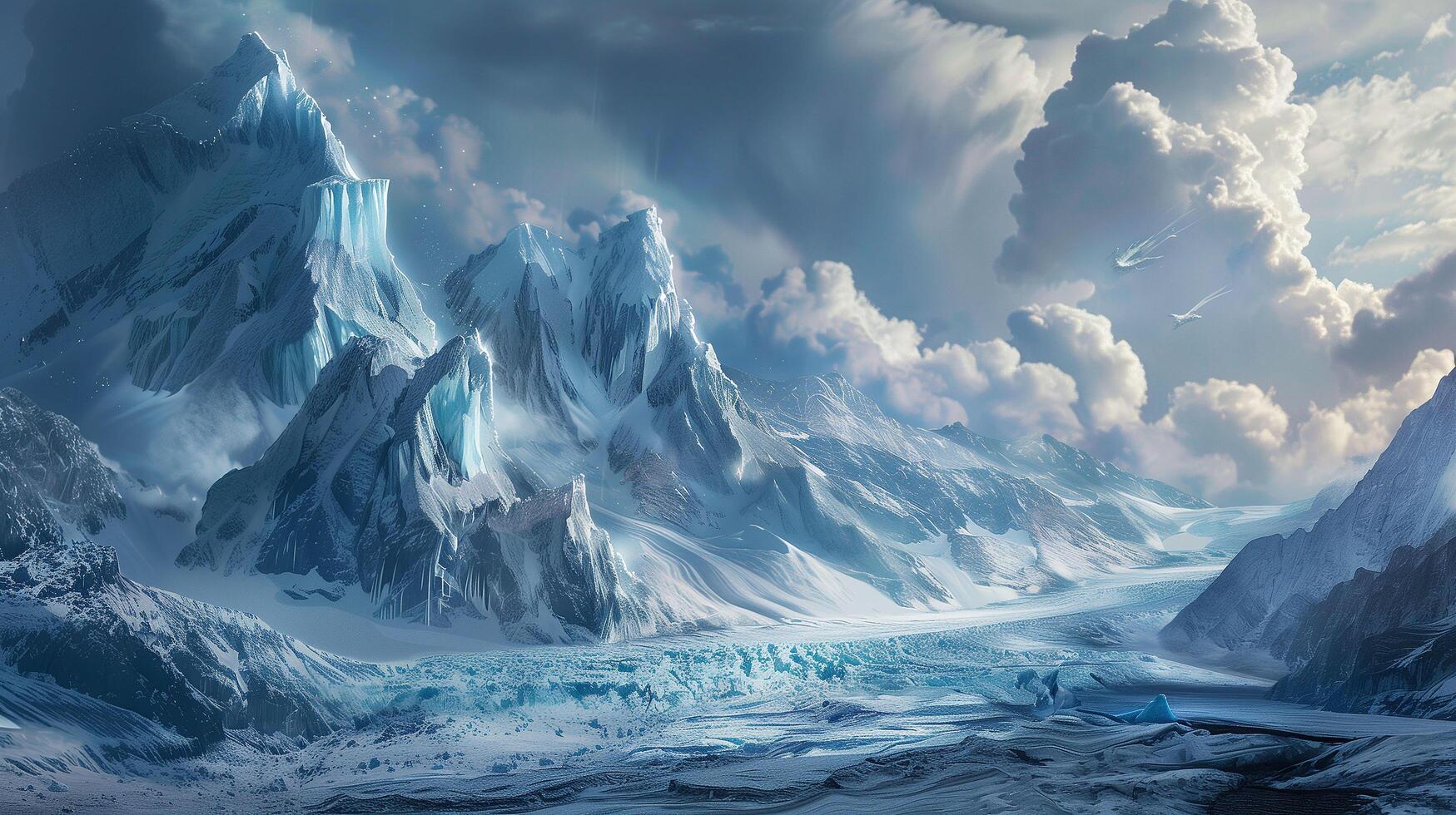 A vast picture of rocky mountains and glaciers photo