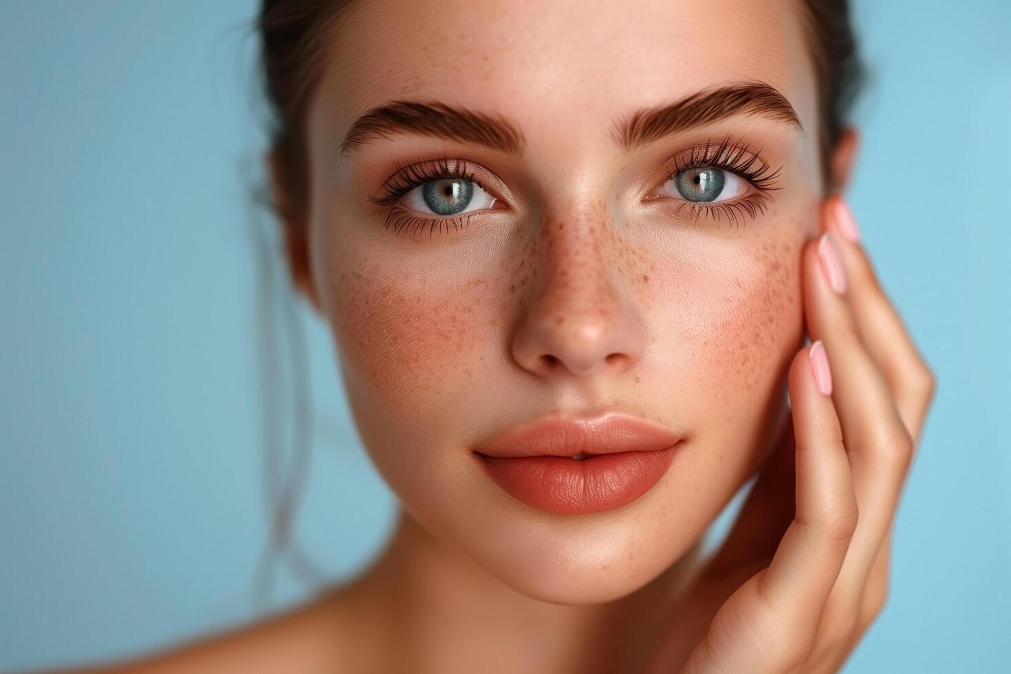 Close-up photo of woman with fresh skin For promoting skincare advertisements