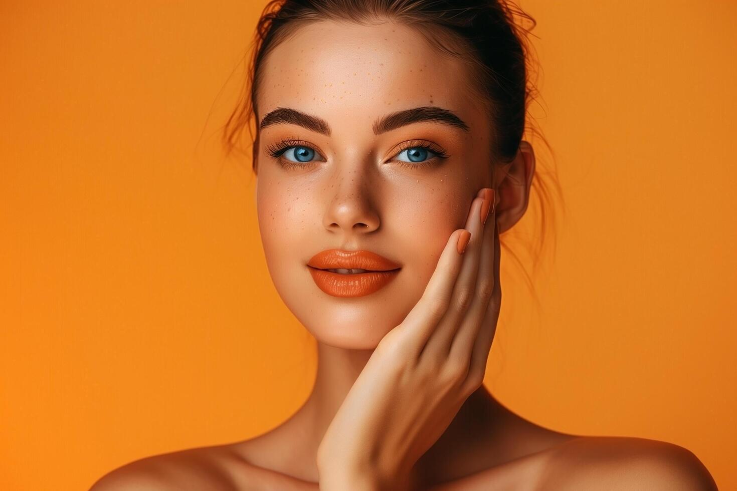 Close-up photo of woman with fresh skin For promoting skincare advertisements