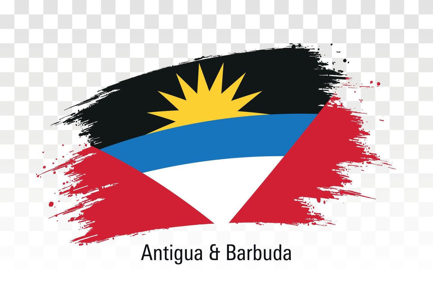 Antigua and Barbuda flag. Grunge brush stroke flag of Antigua and Barbuda isolated on white illustration vector