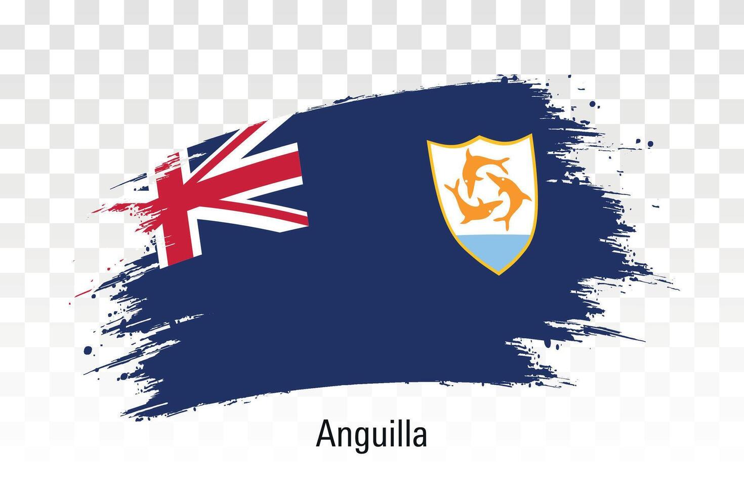 Anguilla flag. Grunge brush stroke flag of Anguilla isolated on white illustration vector