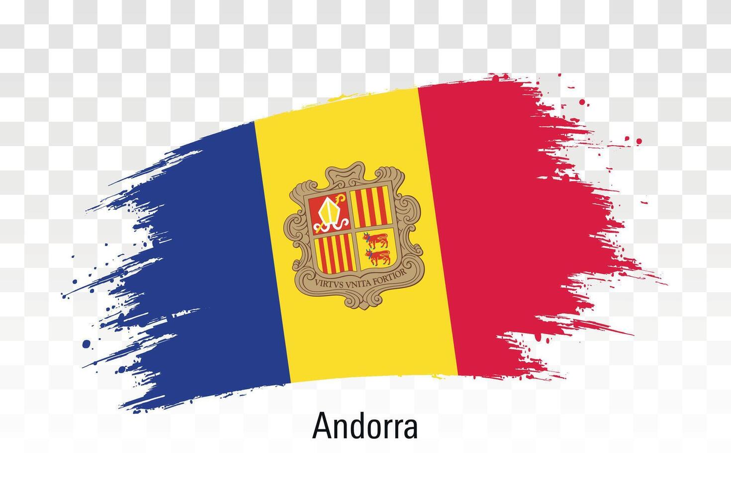 Andorra flag. Grunge brush stroke flag of Andorra isolated on white illustration vector