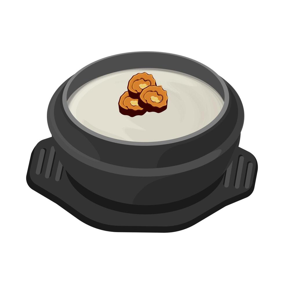 Illustration logo Clip art pine nut porridge jatjuk on a Ttukbaegi vector