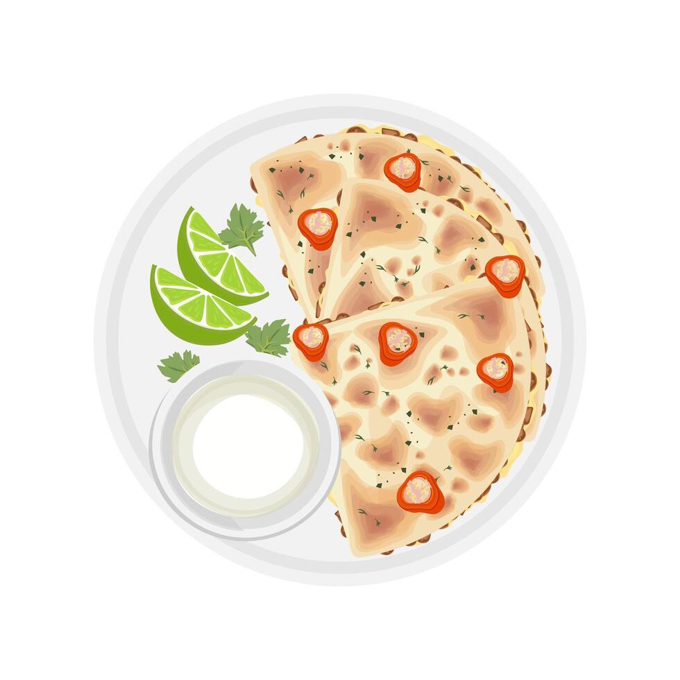 Illustration logo clip art Top view chicken quesadillas vector