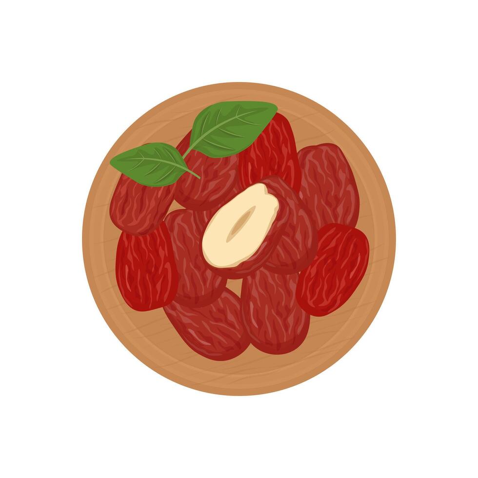 Illustration logo Clip art Top View dried red dates or jujube vector