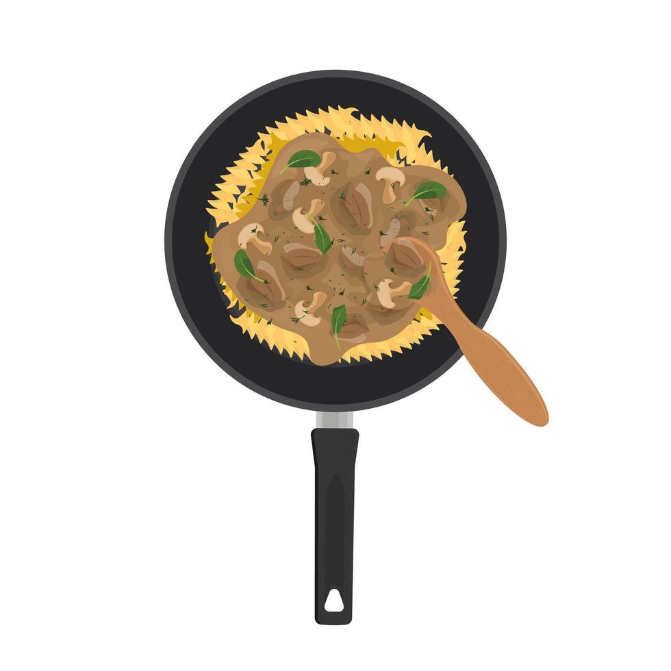 Illustration logo Clip art Mushroom beef stroganoff vector