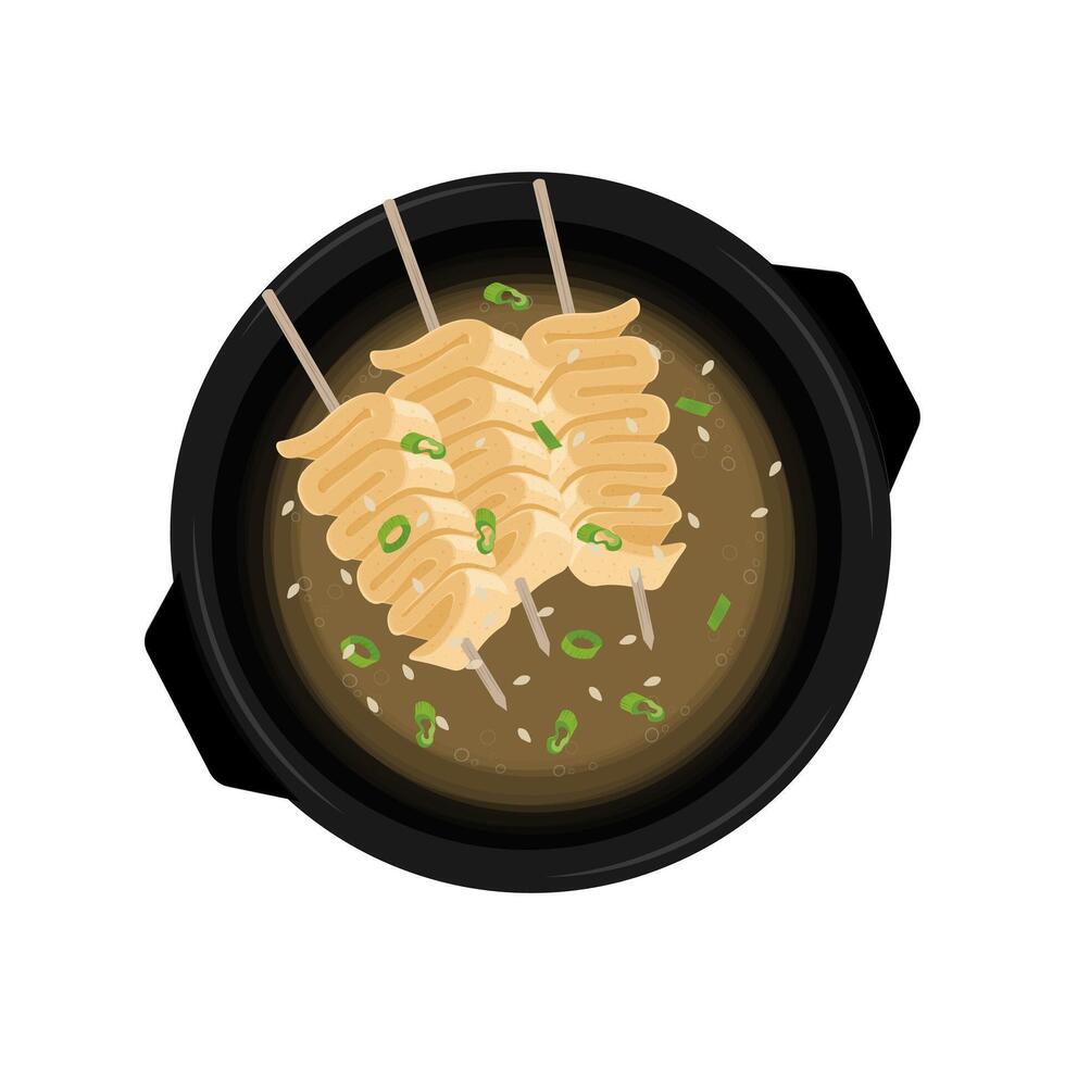 Illustration logo Clip art Top View Korean fish cake soup Eomuk odeng vector