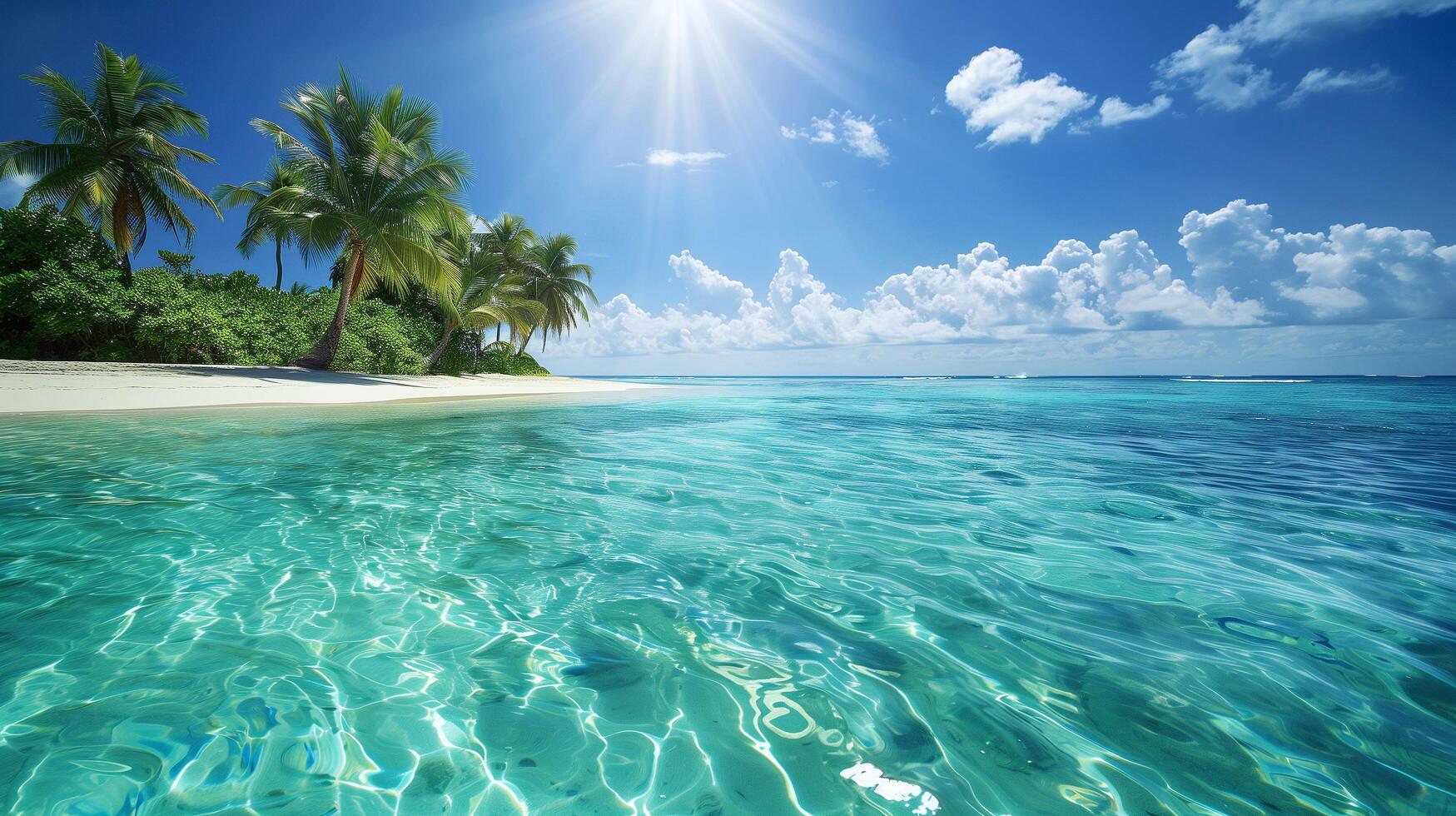 A wonderful natural environment encircled by palm trees photo