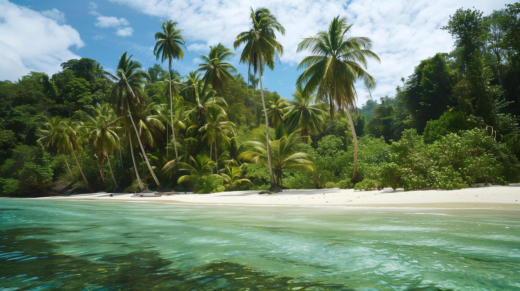 A wonderful natural environment encircled by palm trees photo