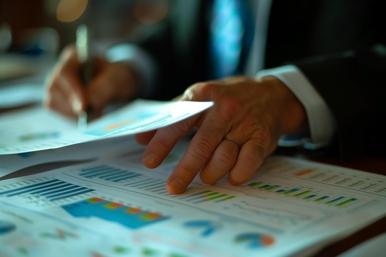Entrepreneurs ready to compute their company's balance. photo