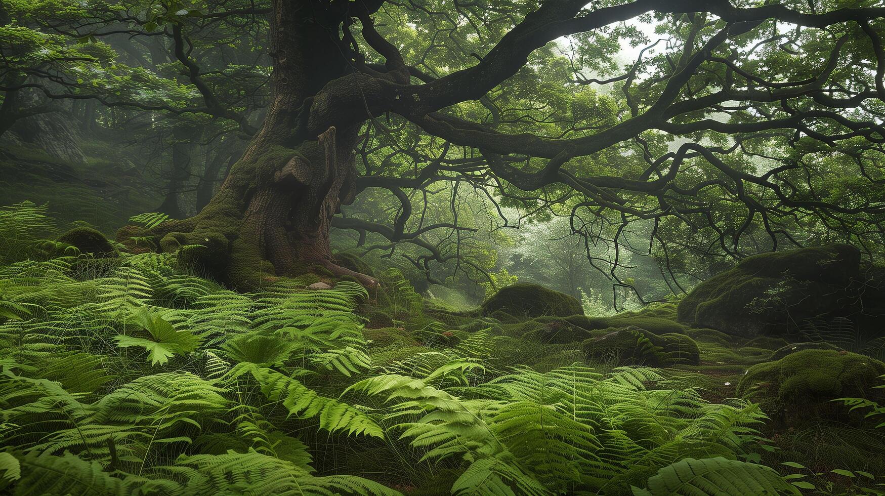 A mysterious and ancient natural environment with enor photo