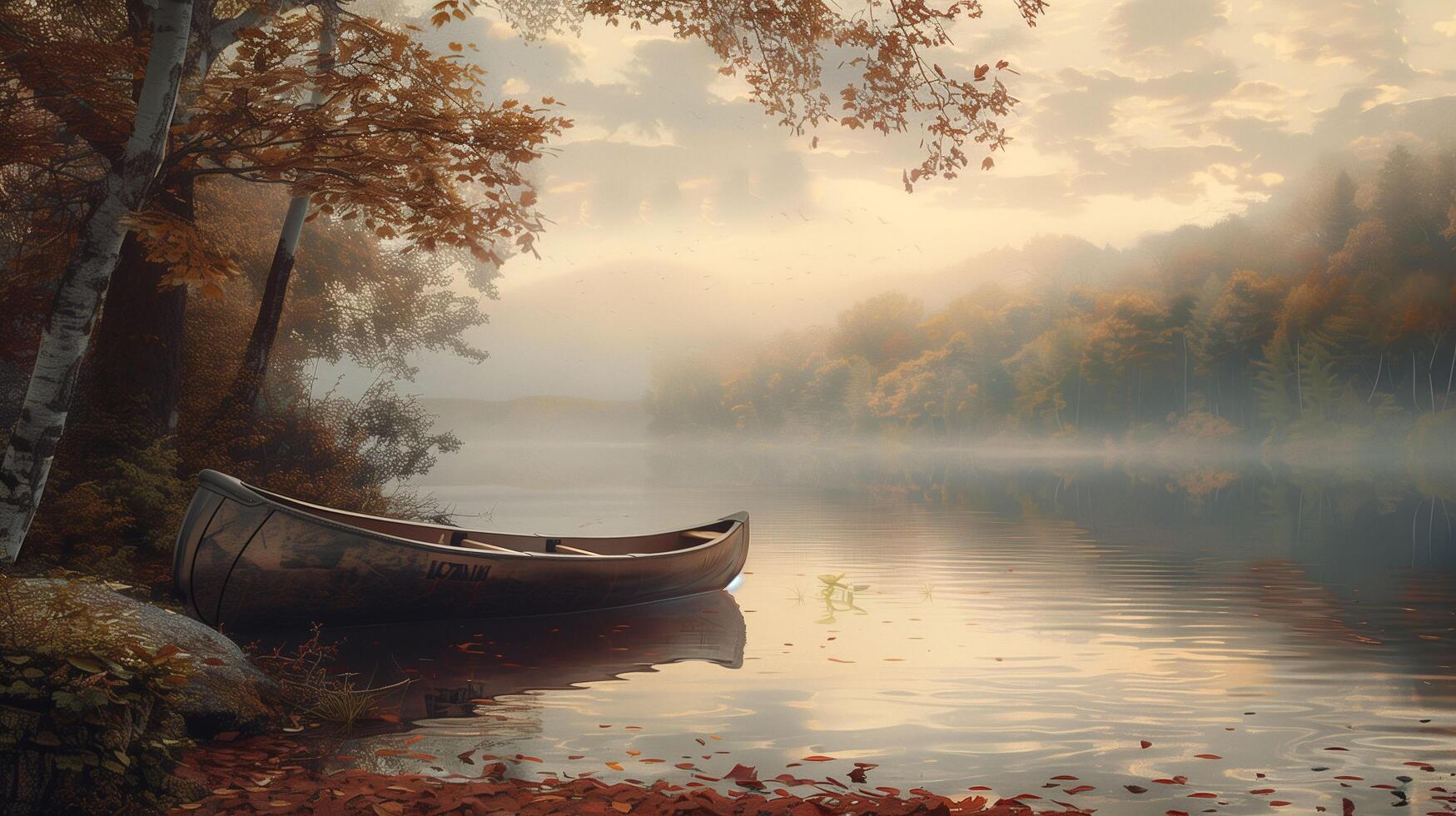 At dawn light, a serene lake in the mountains photo