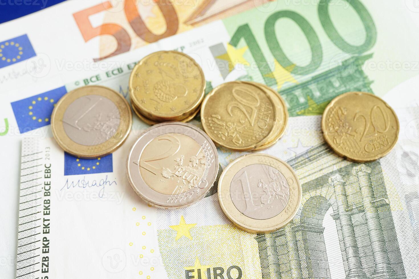 Euro banknote cash money, finance economic banking business exchange market concept. photo