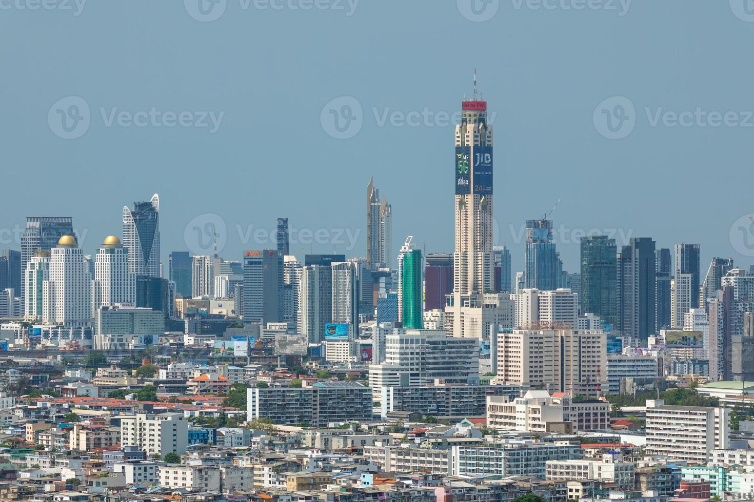 Clear Skies Over the City Skyline of Bangkok with No Pollution. Carbon Free Emissions with High Visibility and Excellent Air Quality. No Smog and No Smoke. photo
