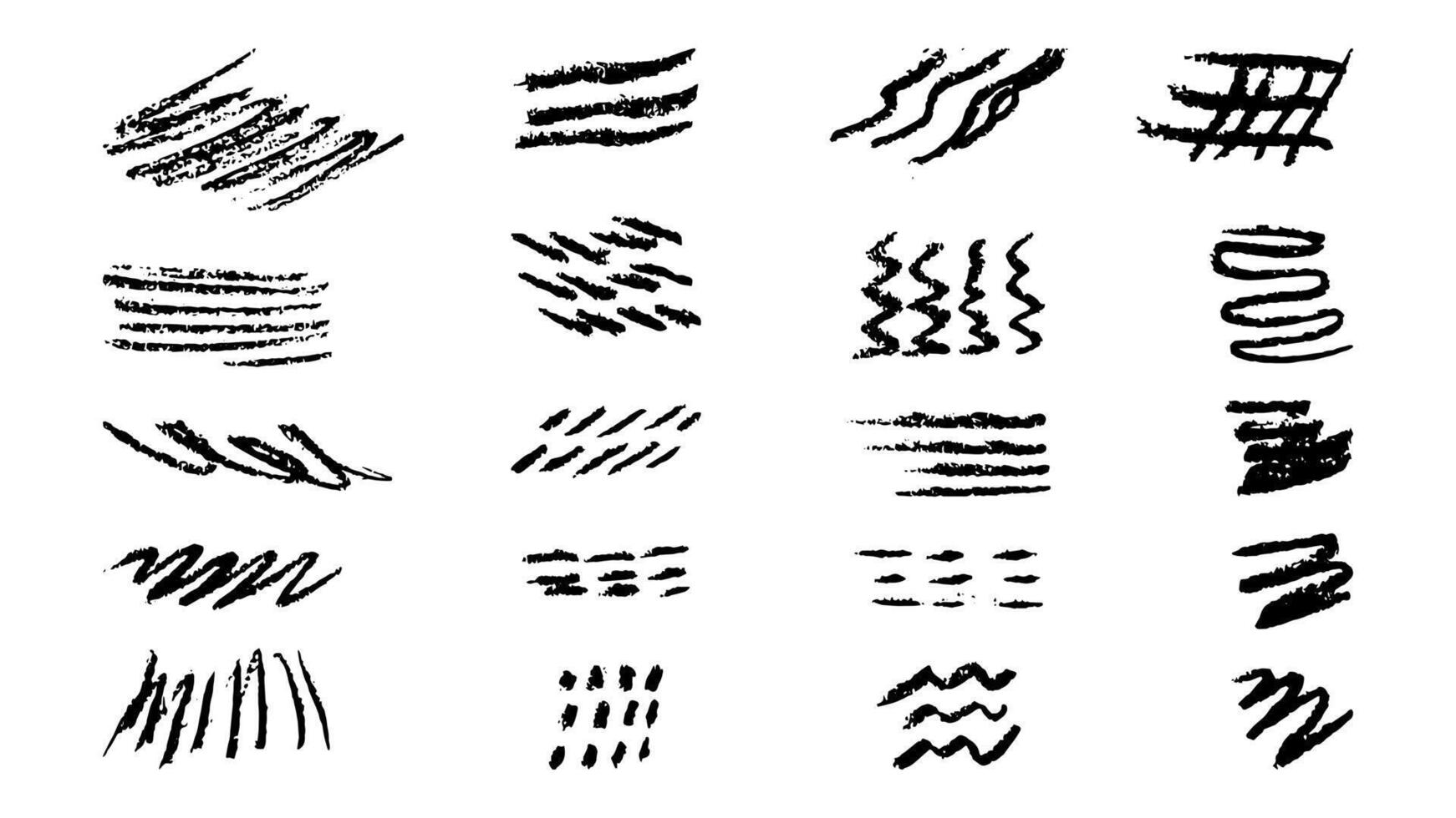 Doodles with the texture of charcoal pencil. Set elements imitating child drawing. Doodles abstract shapes. illustration. vector