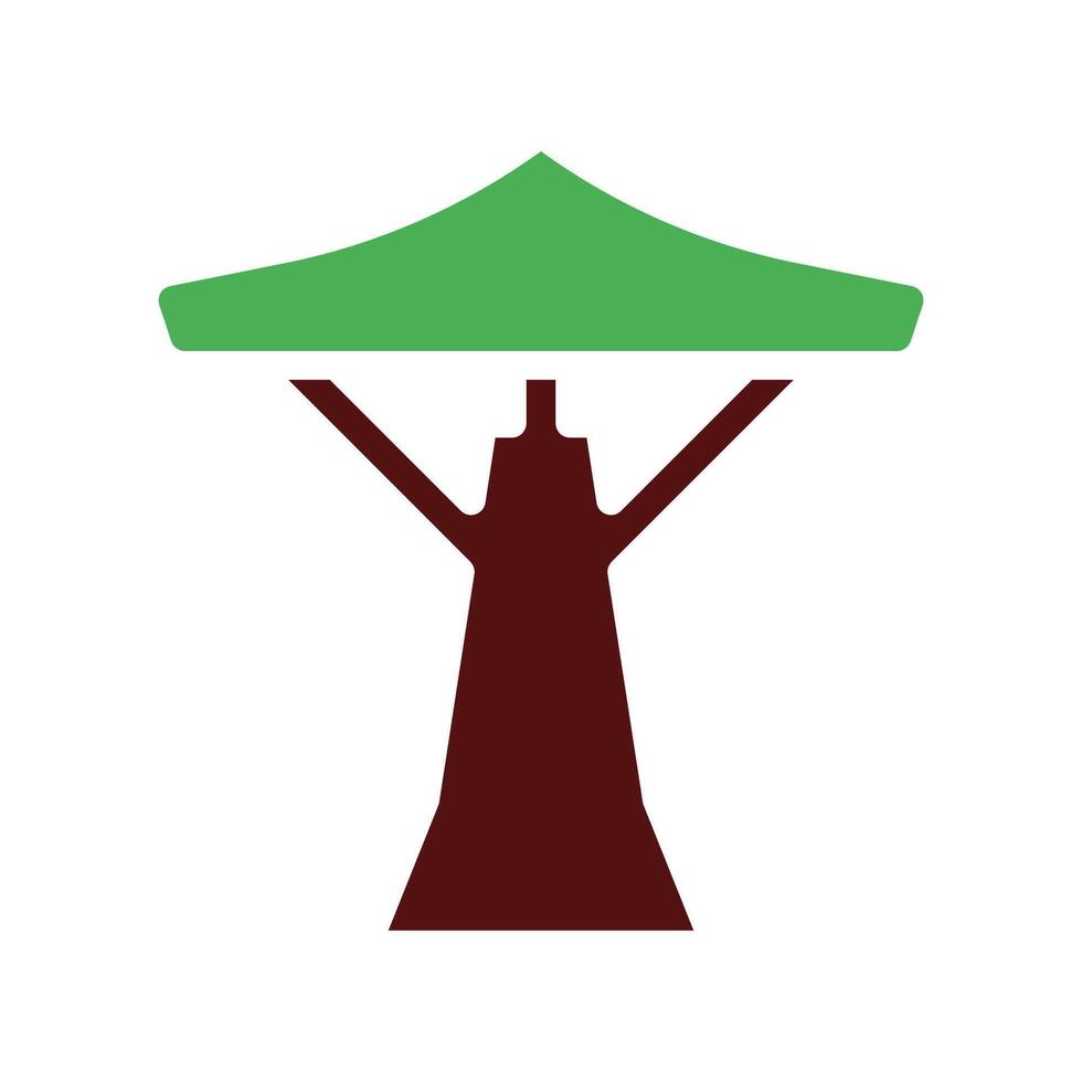 tree icon solid green brown vector