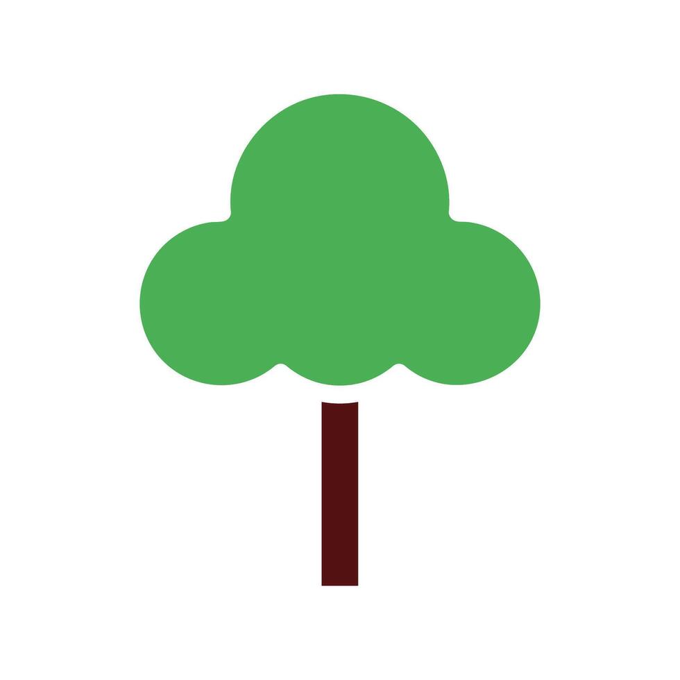 tree icon solid green brown vector