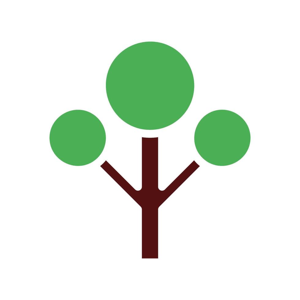 tree icon solid green brown vector