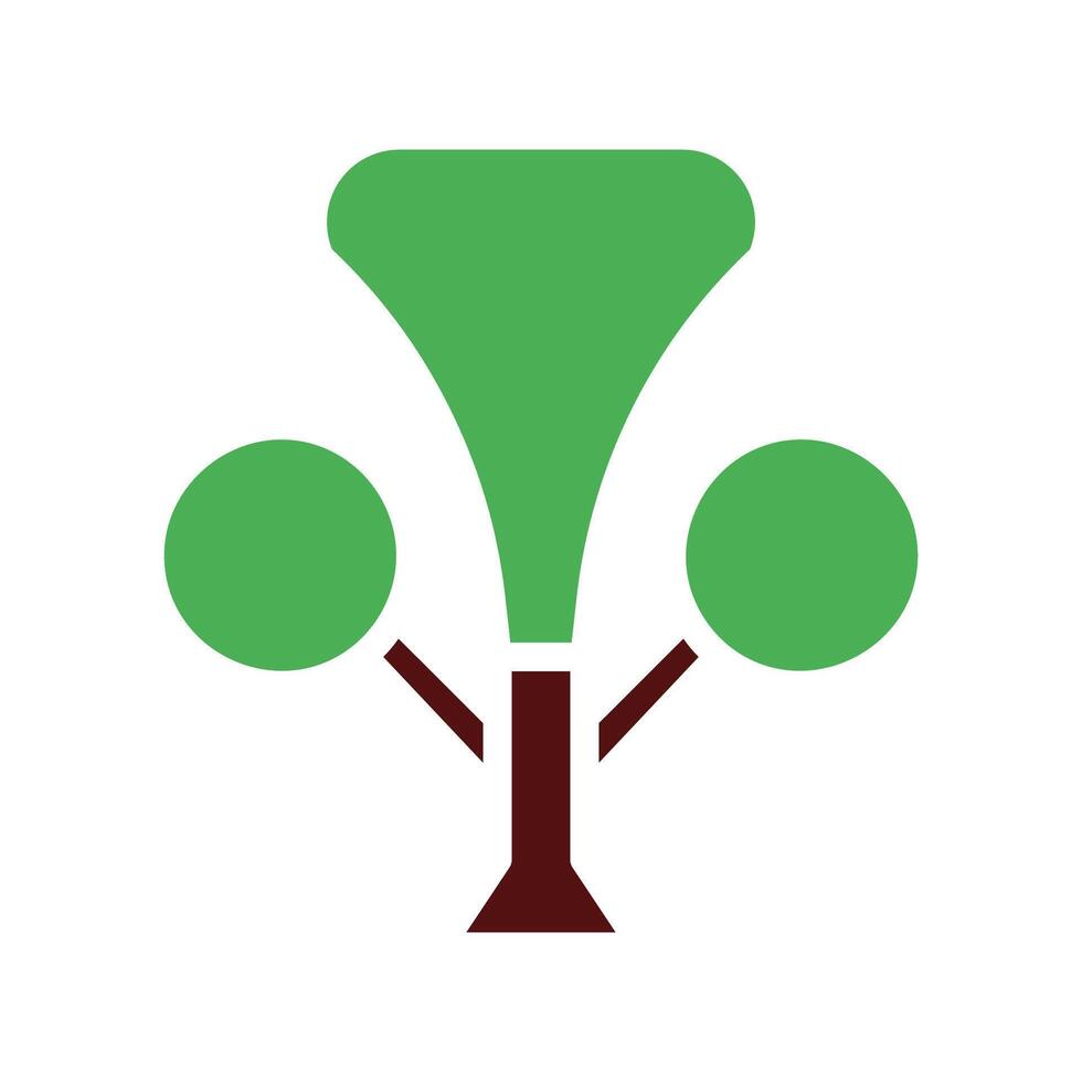 tree icon solid green brown vector