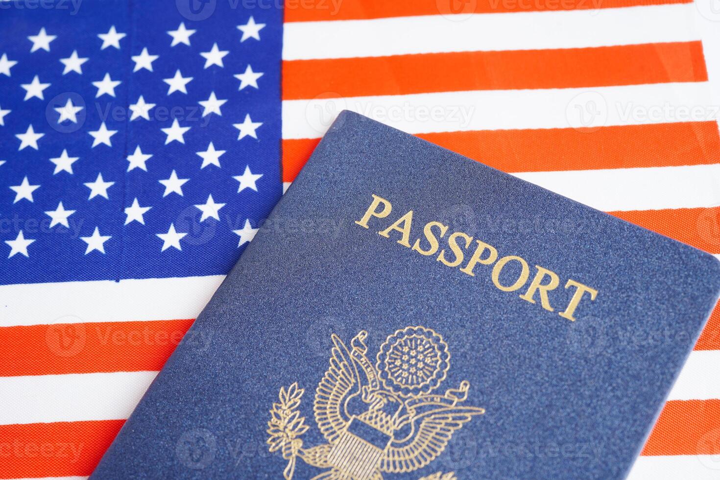 US passport isolated on white background, American citizen in United States of America. photo