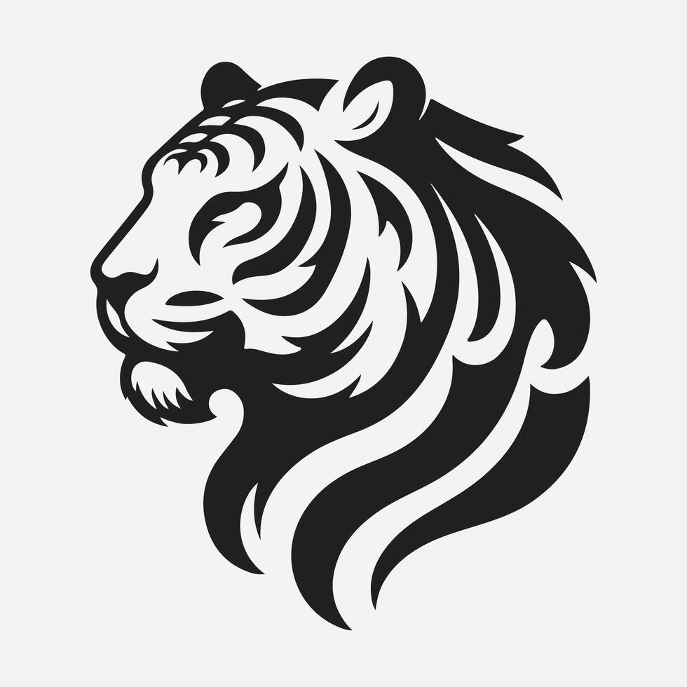 Majestic Tiger Head Silhouette Collection, Perfect for Your Creative Projects vector