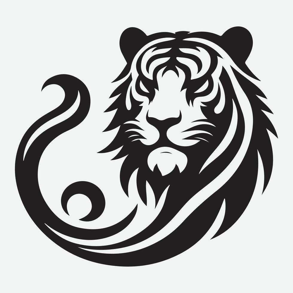Majestic Tiger Head Silhouette Collection, Perfect for Your Creative Projects vector