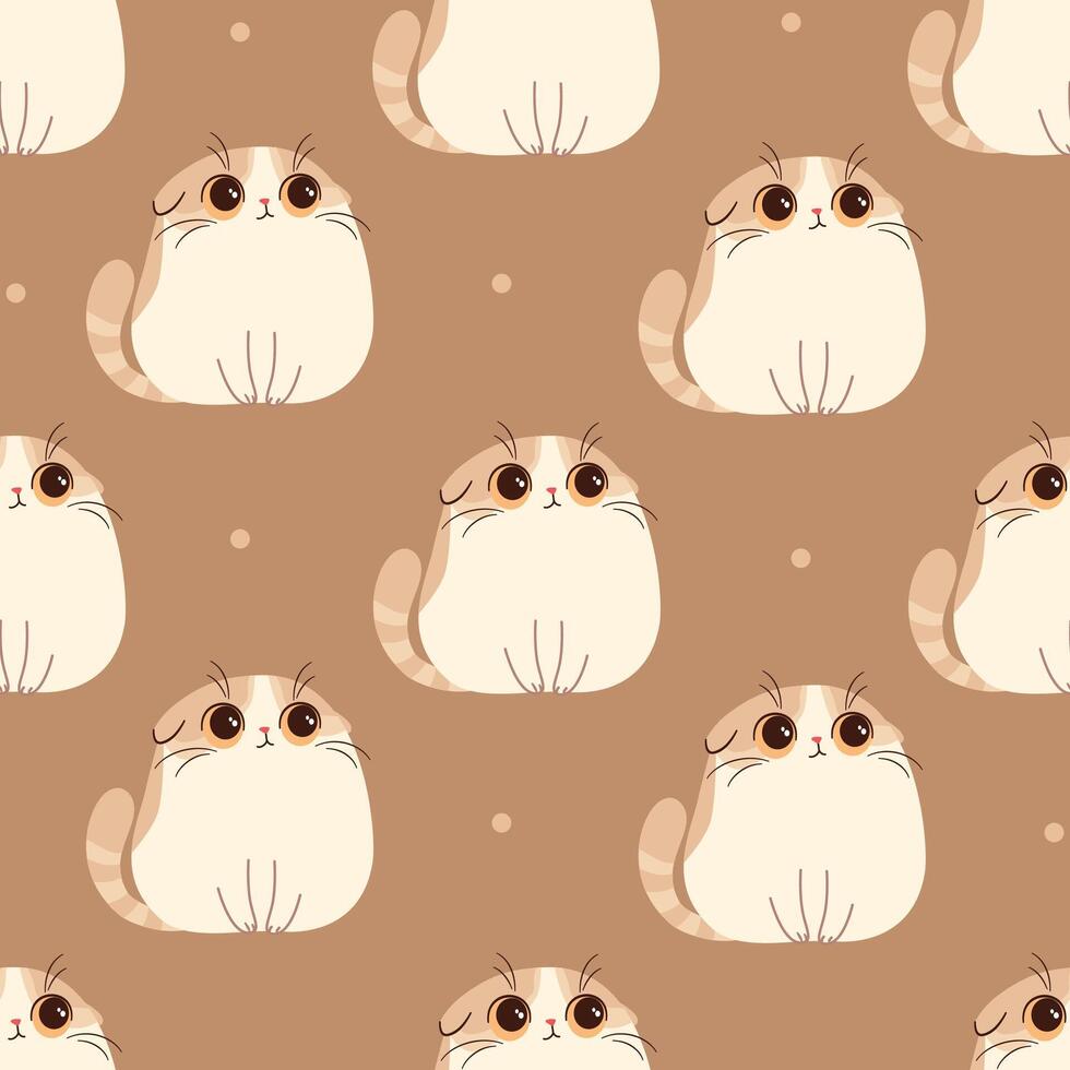 Seamless pattern in cartoon style. Cute lop-eared kitten of British breed. vector