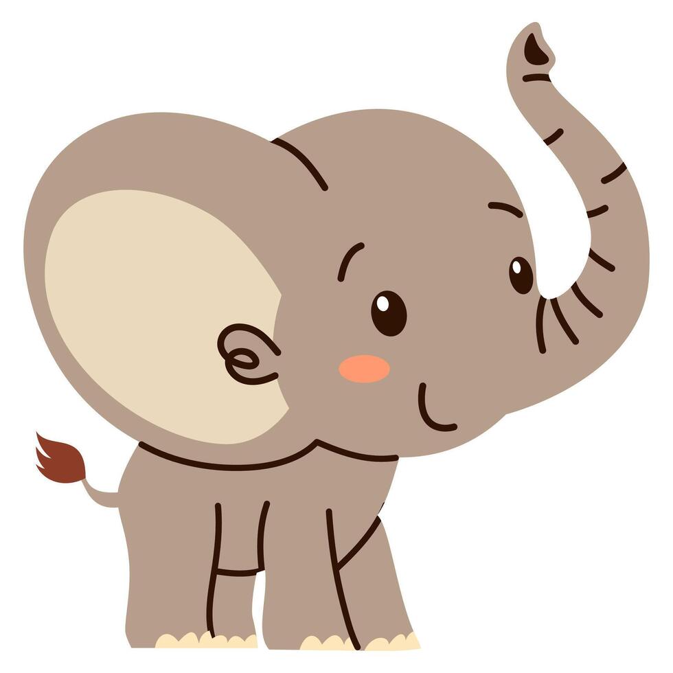 Flat illustration. Animals of Africa and safari. Cute elephant on white background vector