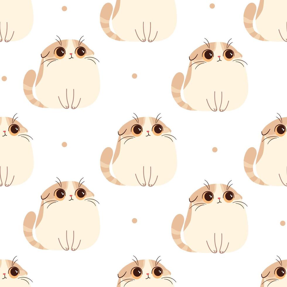 Seamless pattern in cartoon style. Cute lop-eared kitten of British breed. vector