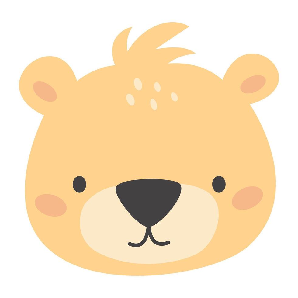 Flat illustration in a simple style. Cute bear face on white background vector