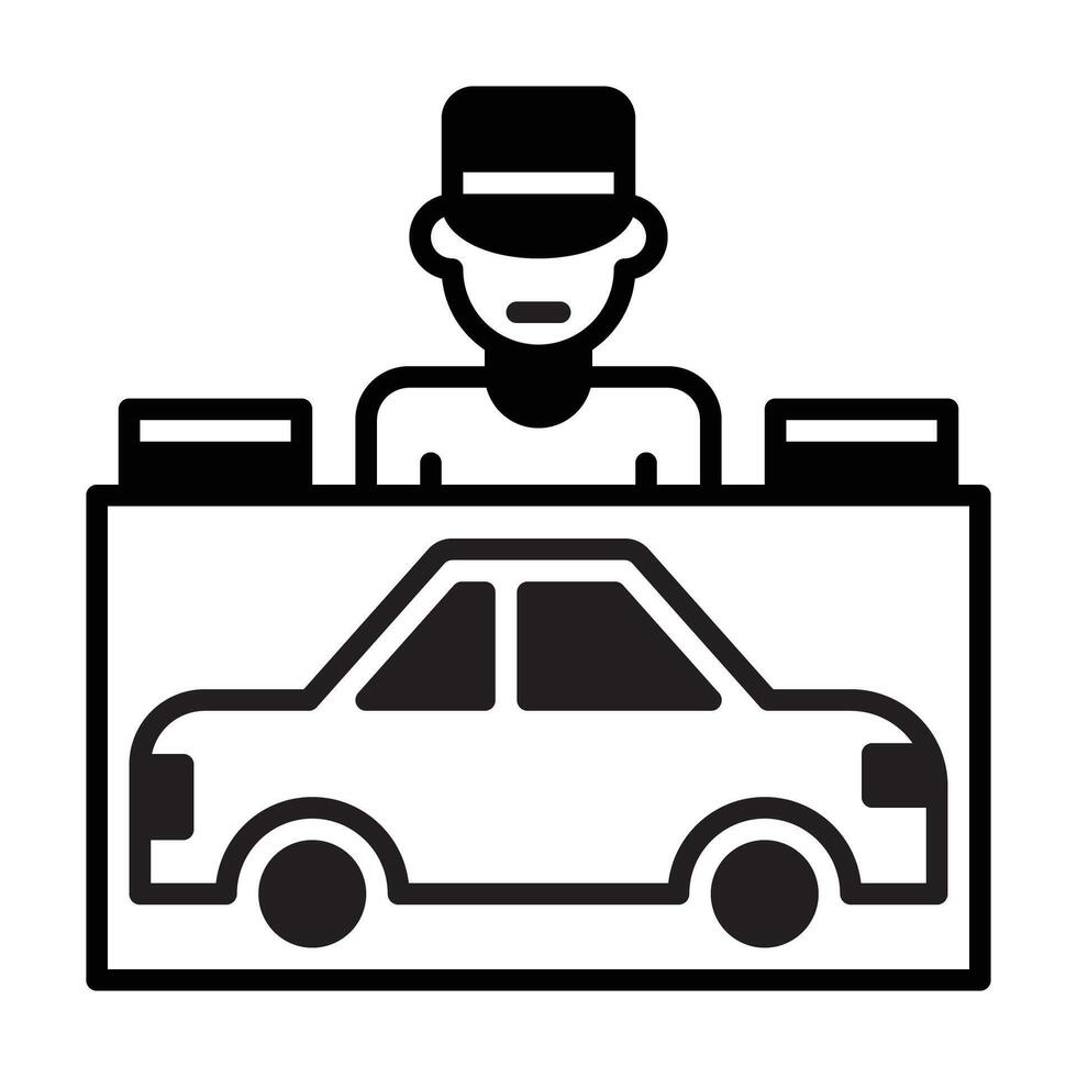 valet parking icon or logo illustration outline black color style vector