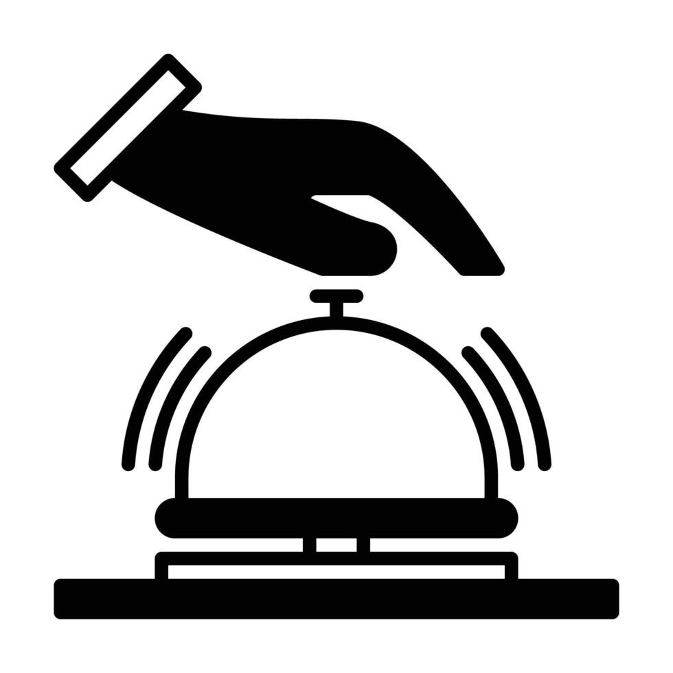 hotel bell icon or logo illustration outline black color style vector