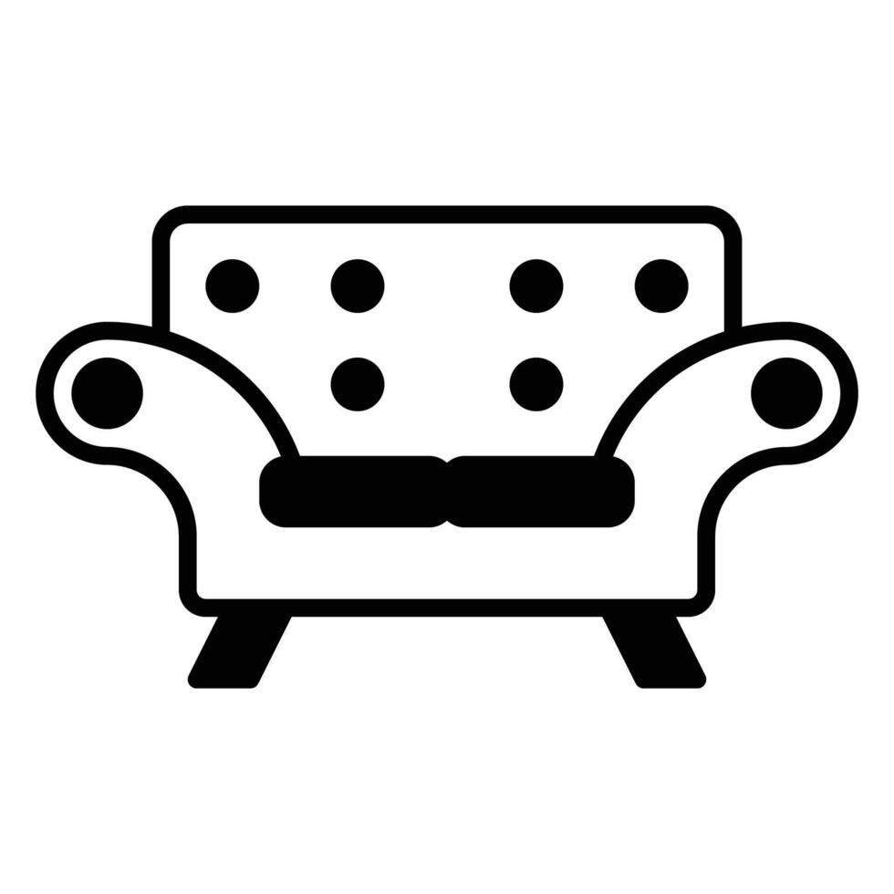 couch icon or logo illustration outline black color style vector