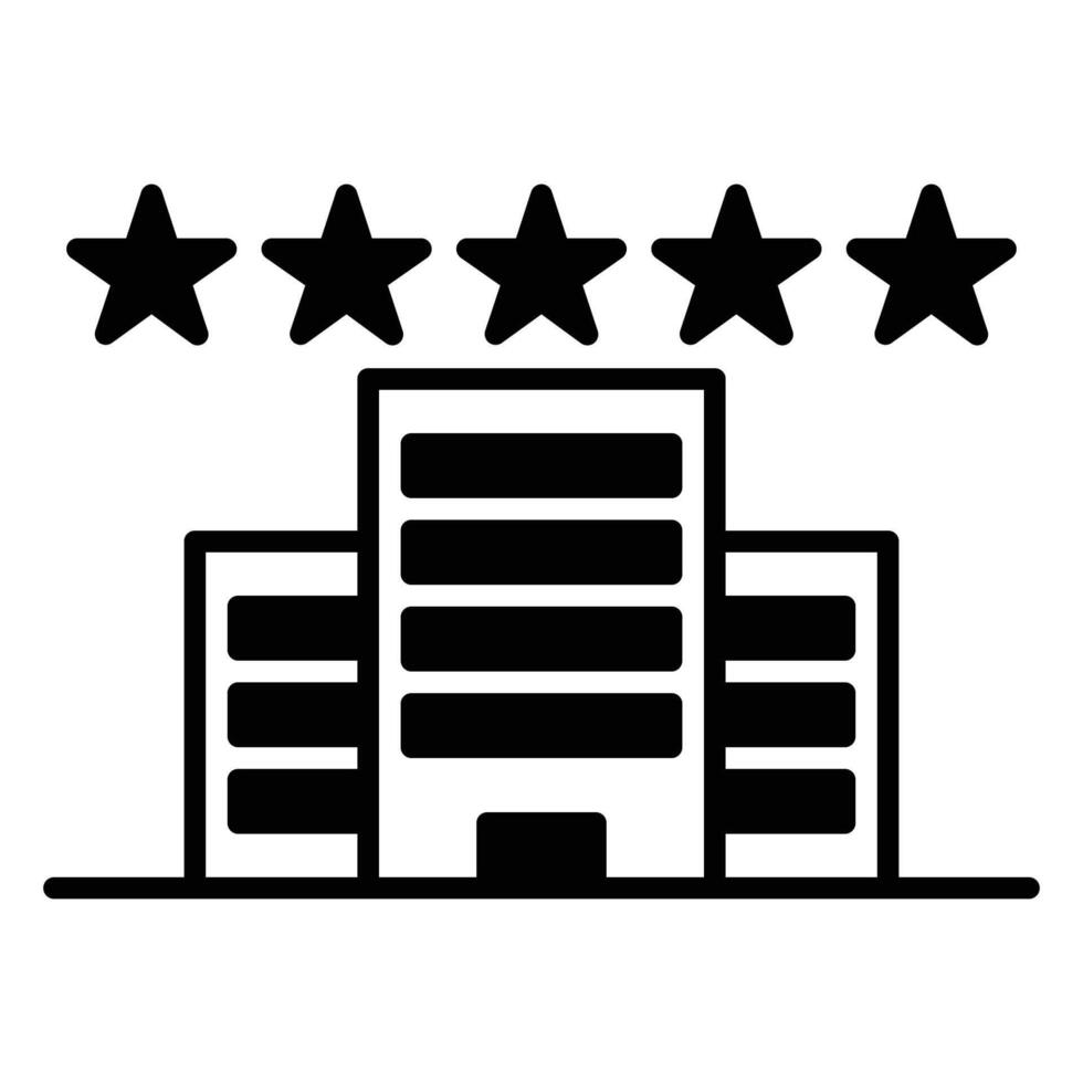 Hotel five star icon or logo illustration outline black color style vector