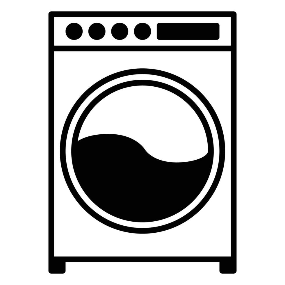 laundry machine icon or logo illustration outline black color style vector